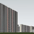 Modern Urban Building Complex With Glass Facades And Mixed Rise Structures