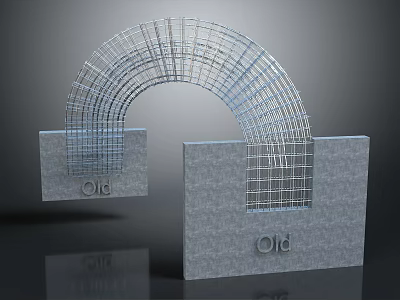 Wireframe Lines Forming Arch Structure Between Stone Blocks With Old Text 3d model