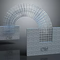 Wireframe Lines Forming Arch Structure Between Stone Blocks With Old Text