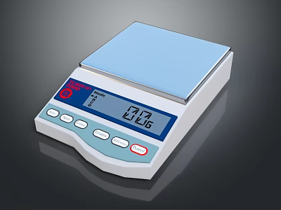 Digital Electronic Scale with Digital Display Control Buttons and Blue Platform for Precision Weighing 3d model