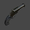Detailed View Of Black Revolver Handgun With Metal Barrel And Rubber Grip