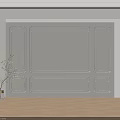 Elegant Sofa Background Wall With Classic Plaster Moldings And Decorative Panels 3d model