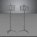 Adjustable Black And Silver Music Stands With Sturdy Metal Frame And Tripod Base
