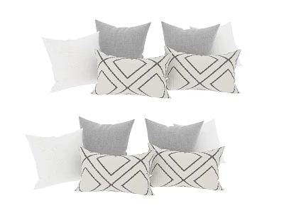 Multiple Modern Decorative Pillows With Geometric Pattern Gray And White For Home Decor 3d model