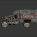 Rusty Vintage Old Truck Exterior With Red Stripe And Weathered Design