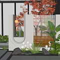 Modern Landscape Wall Design With Glass Water Feature Lush Plants And Accent Lighting