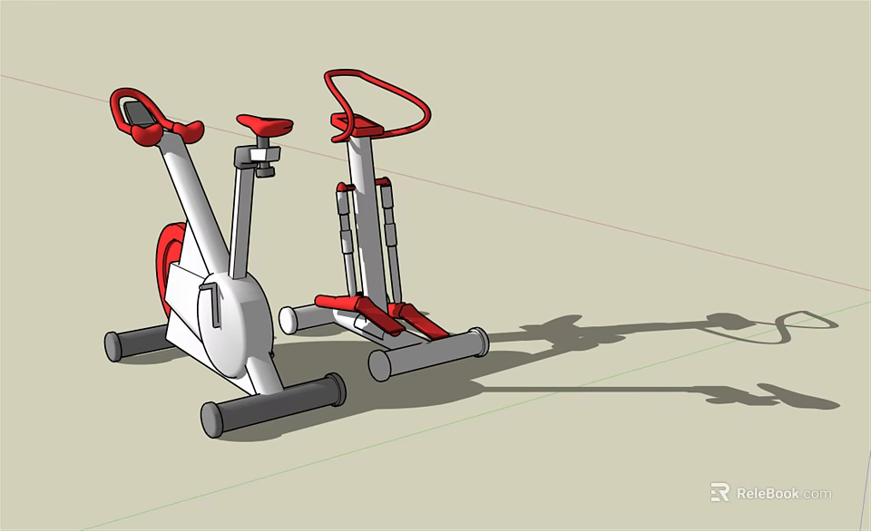Sports Equipment Red And White Exercise Bikes With Ergonomic Handles For Home Fitness 3d model 
