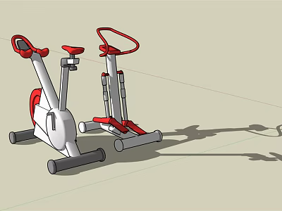Sports Equipment Red And White Exercise Bikes With Ergonomic Handles For Home Fitness 3d model