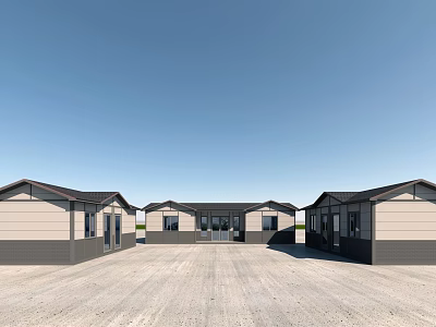 Modern Multiple Detached Houses Exterior Design With Gray Beige Walls And Spacious Driveway 3d model