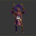 Pink Haired Game Movie Character With Pink Top White Shorts Purple Stockings And Geometric Wings