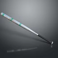 Silver Metal Baseball Bat Weapon With Green Stripes And Black Grip Design