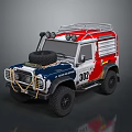 Red White Blue Off Road Car With Roof Rack Spare Tire Mesh Design Number 302