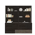 Modern Wooden Bookcase With Multiple Shelves And Storage Drawers For Books And Decor