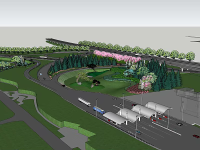 Modern Square High-speed Interchange Landscape 3d model