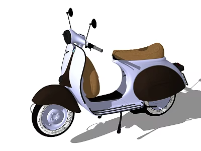 Inflatable Scooter Model With White Brown Color Seat Rearview Mirrors And Wheels 3d model