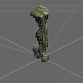 Natural Rustic Stone And Wood Decorative Pillars With Textured Surfaces And Mossy Accents