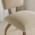 Beige Fabric Upholstered Single Chair With Wooden Legs Modern Living Room