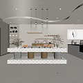 Modern Dessert Shop Interior Design With Pastry Display Counter And Hanging Lights
