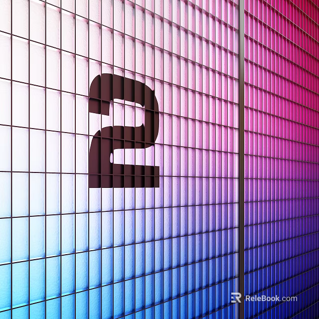 Colorful Grid Partition With Number 2 And Gradient Colors From Blue To Pink 3d model 