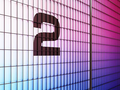 Colorful Grid Partition With Number 2 And Gradient Colors From Blue To Pink 3d model