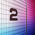 Colorful Grid Partition With Number 2 And Gradient Colors From Blue To Pink