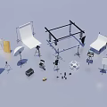 Commercial Photography Equipment Including Studio Lights Reflectors Tripods Softboxes And Backdrop Stands