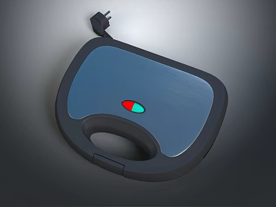 Portable Electric Griddle Kitchen Appliance with Blue Panel Red Green Indicator Lights and Handle 3d model