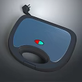 Portable Electric Griddle Kitchen Appliance with Blue Panel Red Green Indicator Lights and Handle