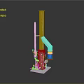 Industrial Equipment With Tall Cylindrical Structure Red Blue Components Support Stand And Stable Platform