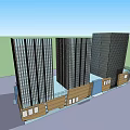 Modern Office Towers With Glass Curtain Walls And Brown Base Structure