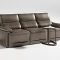 Brown Leather Three Seater Sofa With Modern Design And Side Table 3d model