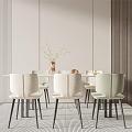 Modern Dining Table and Chair Combination Cream Dining Table and Chair 3d model