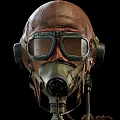 Vintage Leather Pilot Helmet With Oxygen Mask And Goggles For Aviation Collectibles