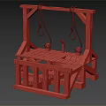 Antique Wooden Frame Structure With Hanging Ropes And Wooden Beam Platform Design