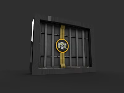 Black Framed Grid Structure With Yellow Strap And MELE Circular Logo 3d model