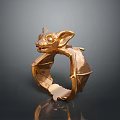 Golden Bat Shaped Ring With Unique Design For Stylish Daily Accessory 3d model