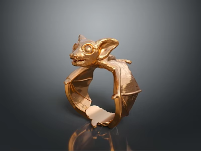 Exquisite Style Bat Ring Ring Bat Metal Jewelry Accessories Animal Insect Jewelry Silverware 3d model