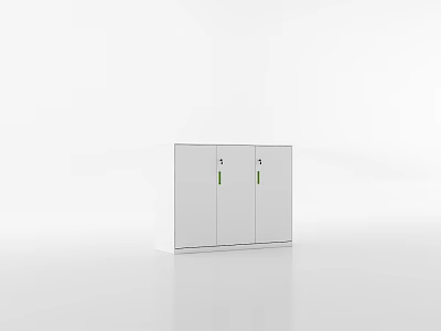White Three Door Storage Cabinet With Green Indicators For Organized Storage 3d model