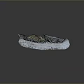 Wood And Stone Natural Decorative Structure With Mossy Texture And Small Flowers On Base