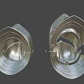 Classic Metal Hats With Perforated Patterns And Medieval Armor Style Displayed In Pair