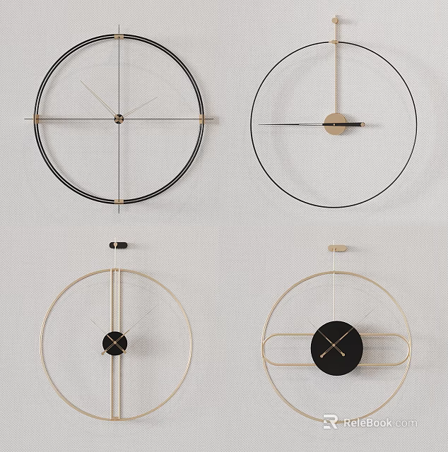 Modern Circular Wall Decor With Metal Frames And Minimalist Geometric Designs 3d model