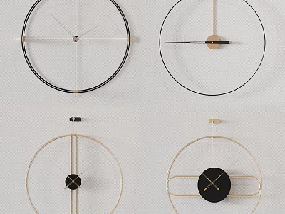 Modern Circular Wall Decor With Metal Frames And Minimalist Geometric Designs 3d model
