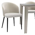 Modern Dining Table Set With Cream Upholstered Chairs Black Metal Legs And Wooden Tabletop