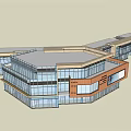 Modern Commercial Complex With Glass Facade Multi storey Retail And Dining Spaces 3d model