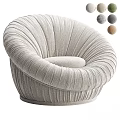 Cocoon Shaped Pleated Lounge Chair In Light Gray With Neutral Color Options
