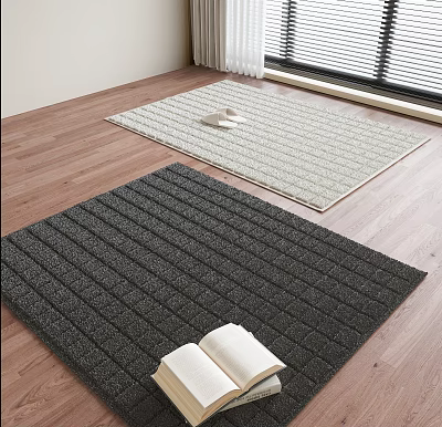 Square Rugs In Room With Wooden Floor And Window 3d model