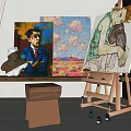 Modern easel combination 3d model