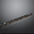 Modern Long Train with Multiple Carriages Black Red Color and Reflective Surface 3d model