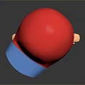 Cartoon Boy With Red Cap Blue Hair Yellow Striped Shirt Backpack Red Shoes Arms Outstretched