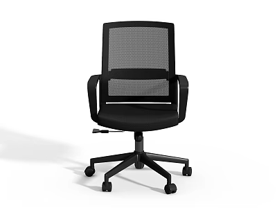 Black Office Chair With Mesh Backrest Black Armrests And Black Seat Cushion Five-Pointed Caster Base 3d model